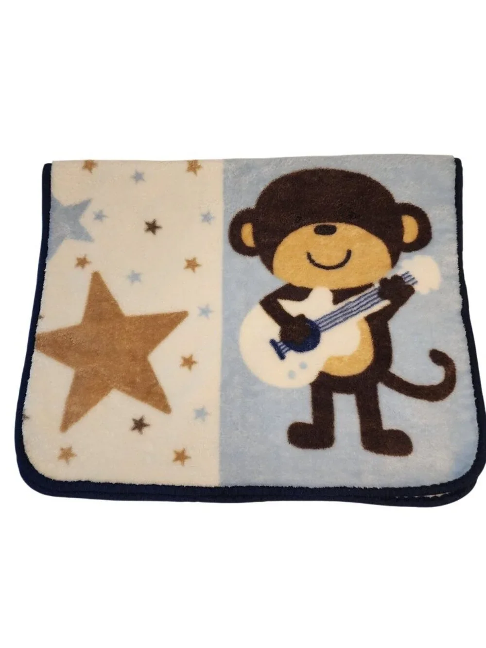 Carter's baby blanket Monkey guitar stars blue brown rockstar